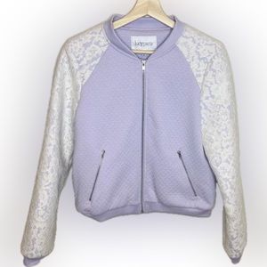 NWOT STUNNING LAVENDER & WHITE LACE BOMBER JACKET by LUCY PARIS Medium